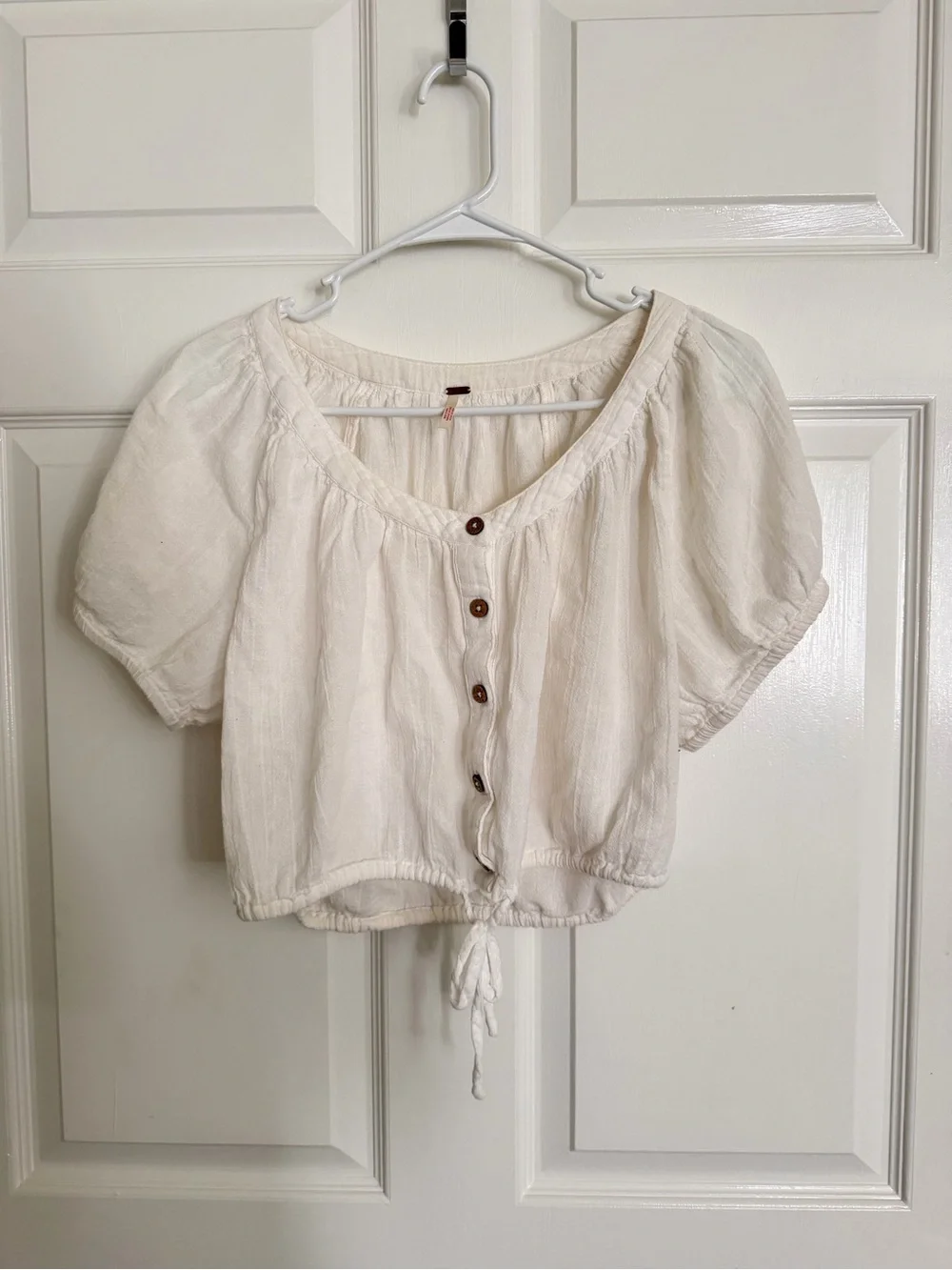 Free People White Gauze Tie-Front Crop Top and Skirt Set